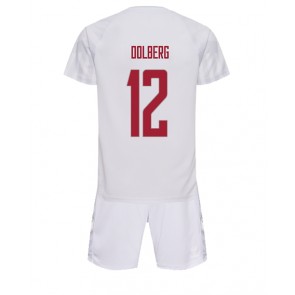 Danska Kasper Dolberg #12 Gostujuci Dres za Dječji SP 2022 Kratak Rukavima (+ kratke hlače)